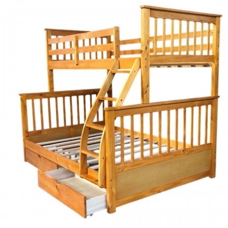 B180 Oak : Giường 2 Tầng + Hộc Kéo - 1m2 / 1m6